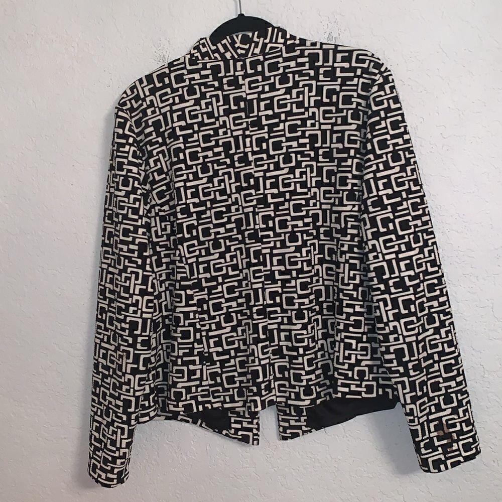 Rox & Ali Geometric Print White Black Blazer Size 1X - Picture 2 of 9